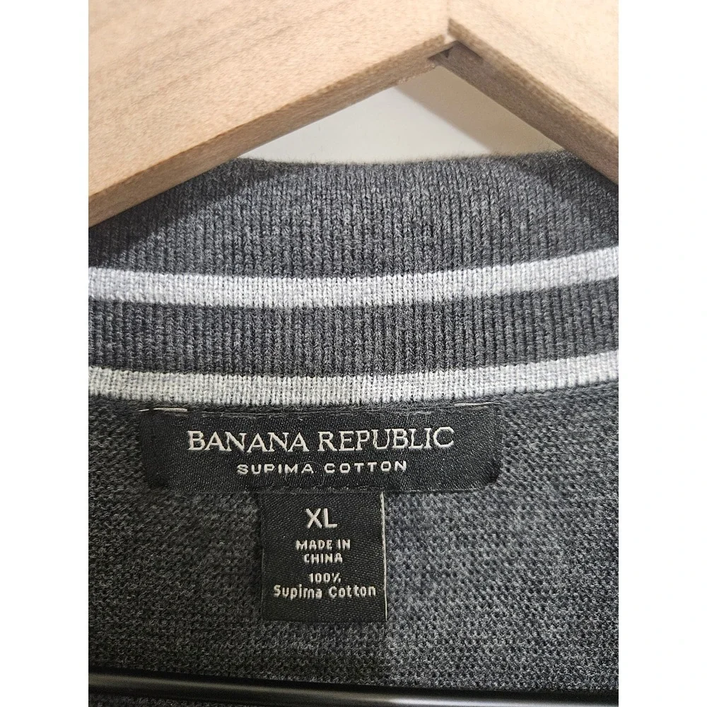 Banana Republic Mens XL Supima Cotton Knit Polo Shirt Charcoal Gray Short Sleeve